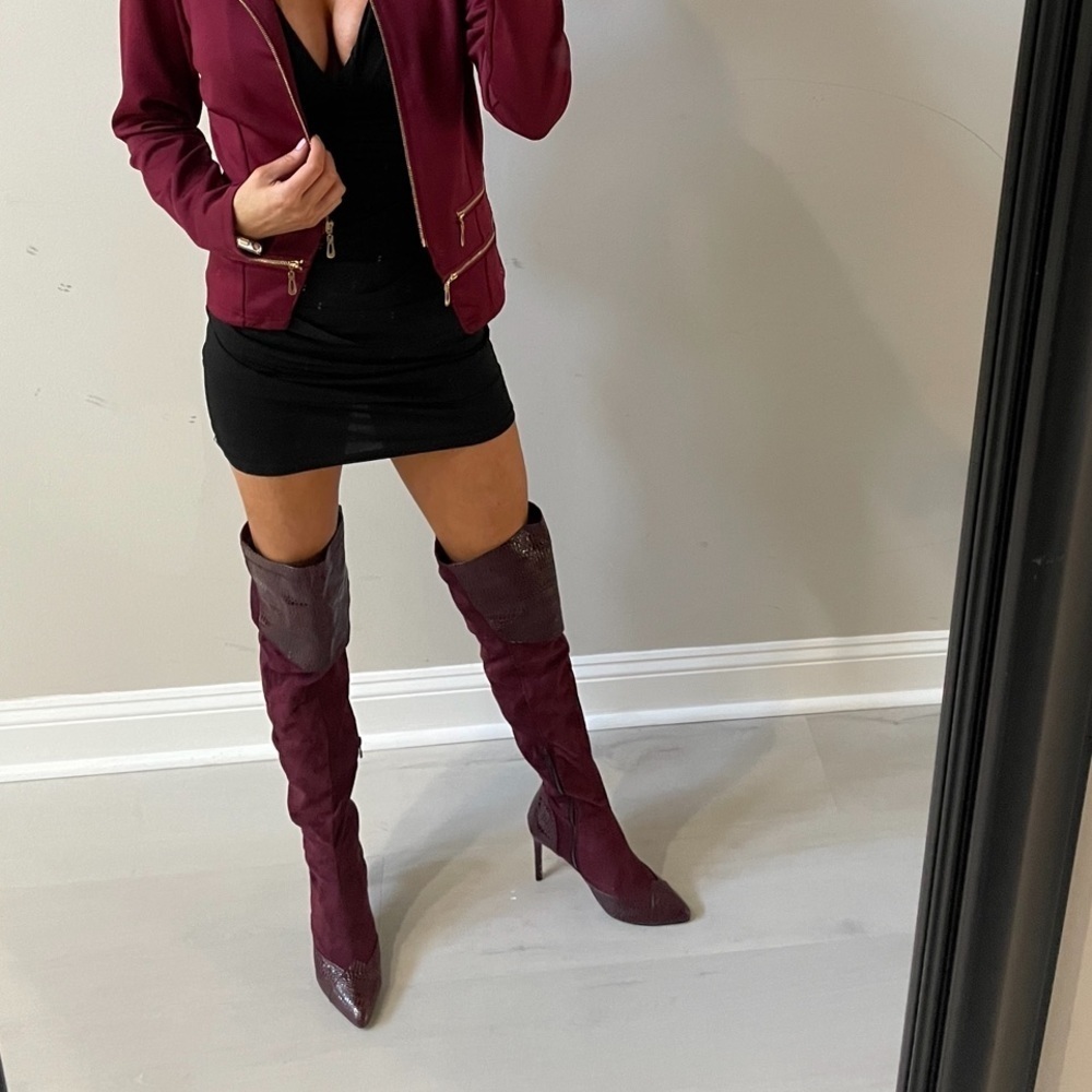 High Heel Suede & Snakeskin Over The Knee Boots​​​​